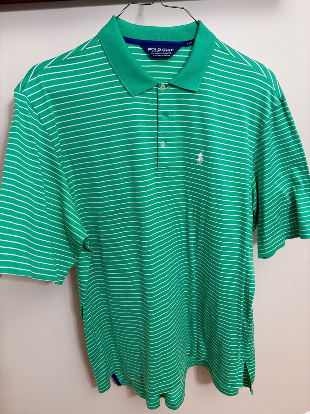 Ralph Lauren Green & White Striped Polo Golf Shirt